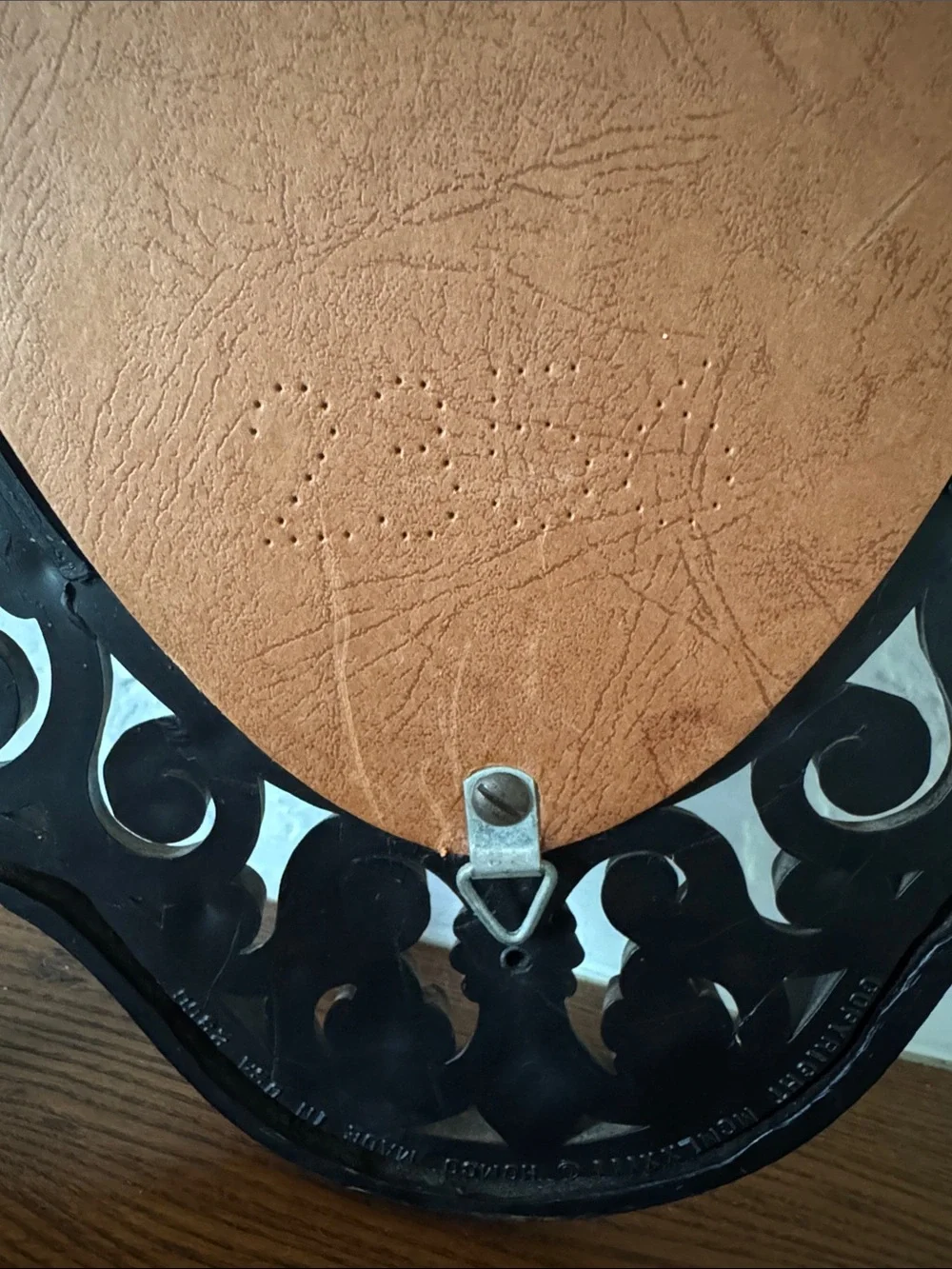 Vintage Homco Ornate Oval Mirror with Black & Gold Frame